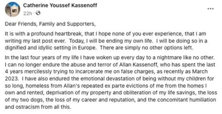 Catherine Youssef Kassenoff Obituary Did She Suicide?
