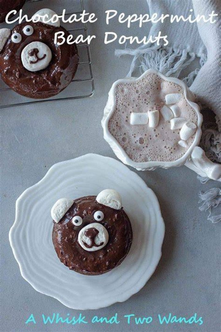 Chocolate Peppermint Bear Donuts A Whisk and Two Wands