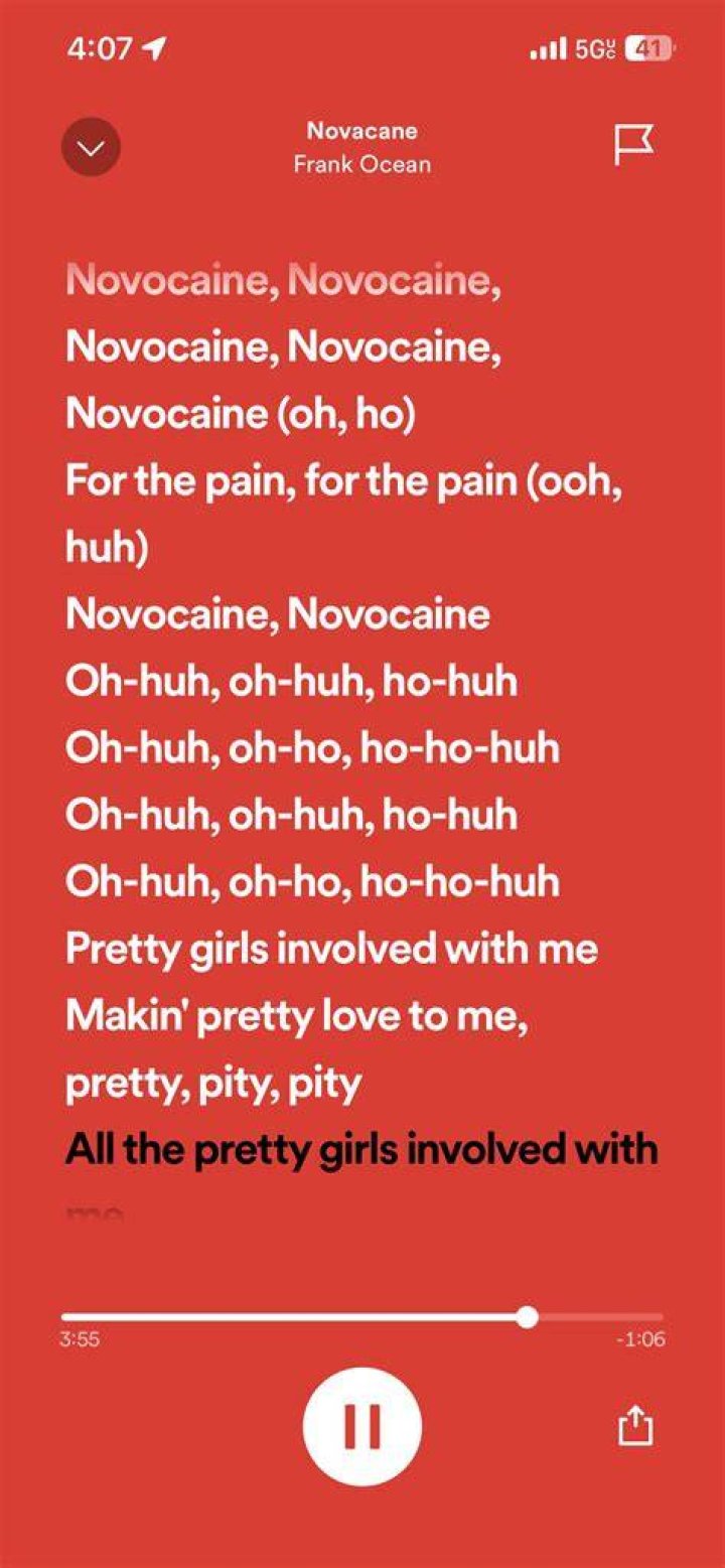 Frank Ocean Novacane lyrics | SparkVlog