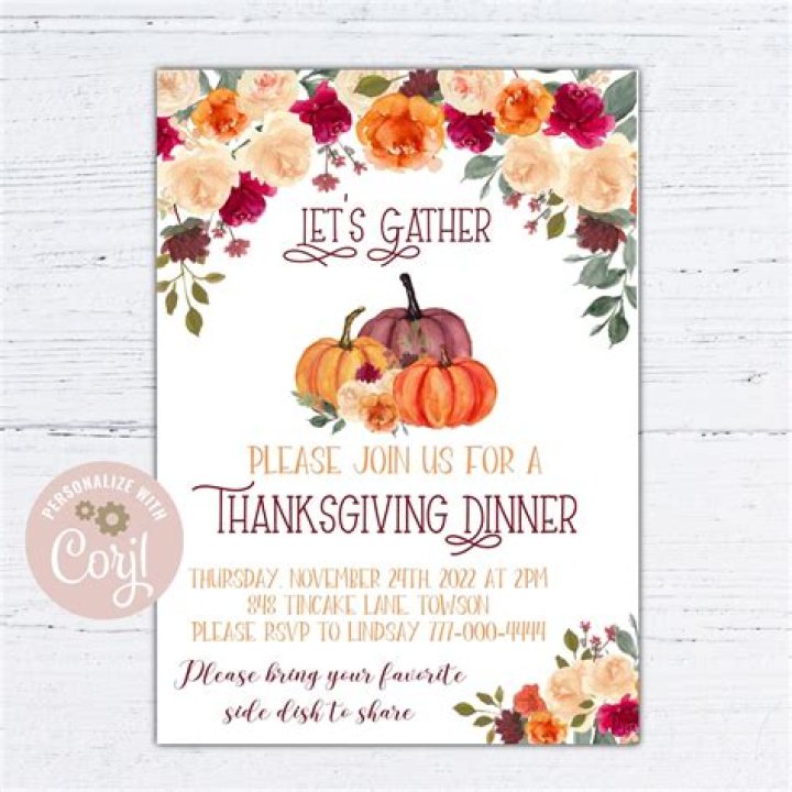 Give Thanks Thanksgiving Invite 5x7 JPG or PDF Etsy Thanksgiving