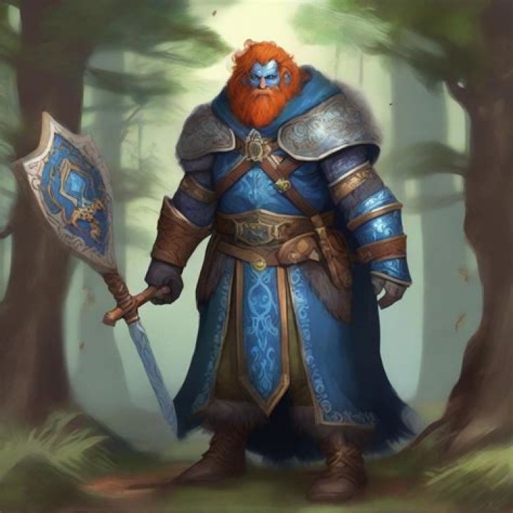 m Firbolg Paladin Medium Armor Shield Mace Fantasy character design