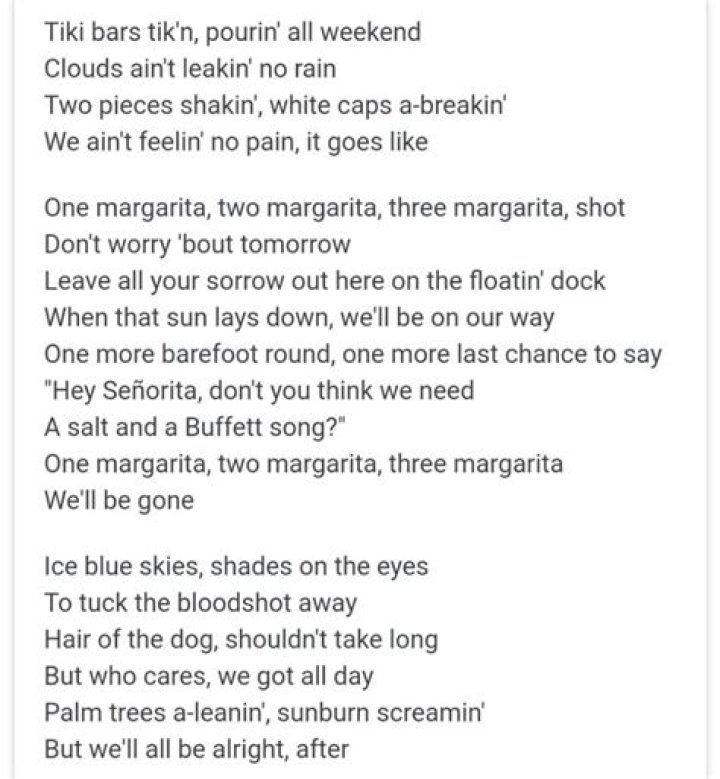 One Margarita Song Lyrics