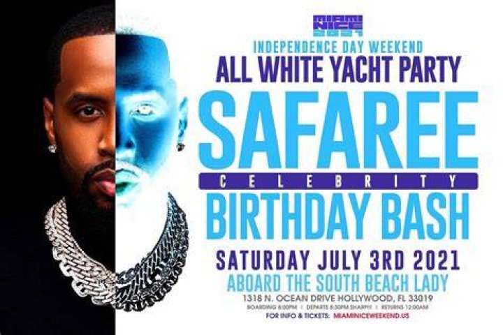 SAFAREE BIRTHDAY BASH & INDEPENDENCE DAY WEEKEND ALL WHITE YACHT PARTY